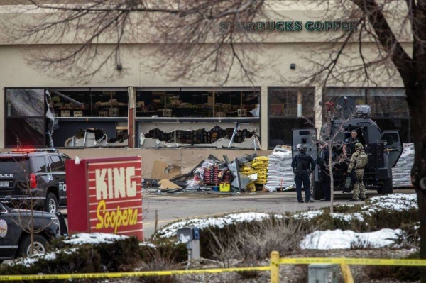 Ten people, including a police officer, were killed Monday when a gunman opened fire in a supermarket in the Colorado college city of Boulder, in one of several mass shootings in the US over the last week. — Courtesy photo