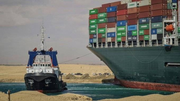  Efforts to dislodge the huge container ship stuck in the Suez Canal intensified Saturday as the backlog of ships at either end of the crucial waterway grew.