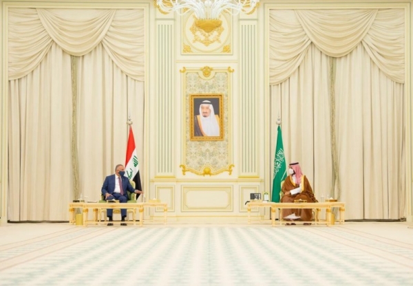 Crown Prince Muhammad Bin Salman and Iraqi Prime Minister Mustafa Al-Kadhimi held a formal discussion session in the royal court at Al-Yamamah Palace in Riyadh.