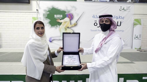 Two of the three Saudi female referees in fencing at the recent Kingdom’s Women's Fencing Championship.