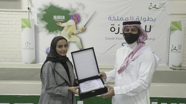 Two of the three Saudi female referees in fencing at the recent Kingdom’s Women's Fencing Championship.