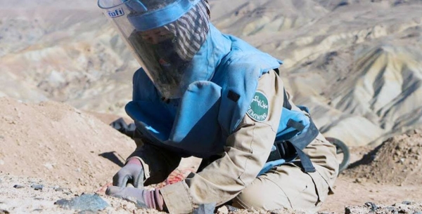 A female deminer at work in Bamyan, Afghanistan. — courtesy UNMAS