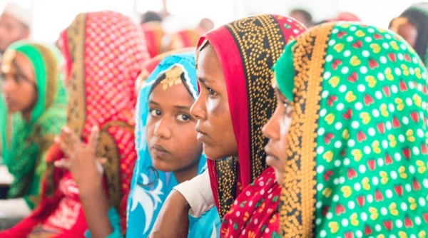 The impacts of COVID-19 have rendered one-in-eight young people, the majority of whom are girls, without access to education. Pictured are Ethiopian girls learning about the harmful practice of FMG. — courtesy UNICEF/Meklit Mersha
