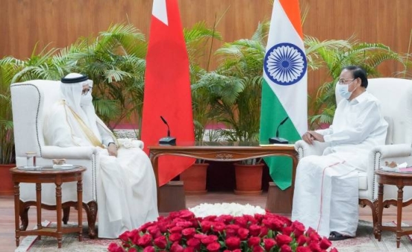 The meeting was co-chaired by Bahrain’s Foreign Minister Abdullatif Al-Zayani, left, and his Indian counterpart, S. Jaishankar.