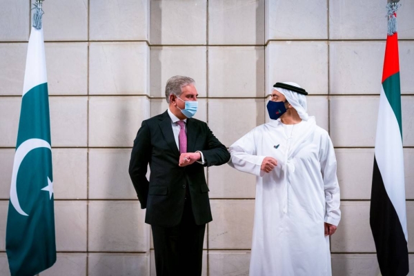 Pakistan’s Foreign Minister Shah Mahmood Qureshi, who is currently on an official visit to the United Arab Emirates, met on Monday with his Emirati counterpart, Sheikh Abdullah Bin Zayed Al-Nahyan. — WAM photos