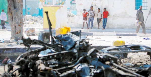 File photo shows wreckage of suicide car bomb in Mogadishu. — courtesy UN Photo/Stuart Price