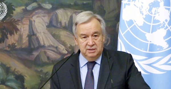 UN Secretary-General António Guterres speaking at a press conference in Moscow after talks with Russian Foreign Minister Sergey Lavrov. — courtesy UNTV webcast screenshot