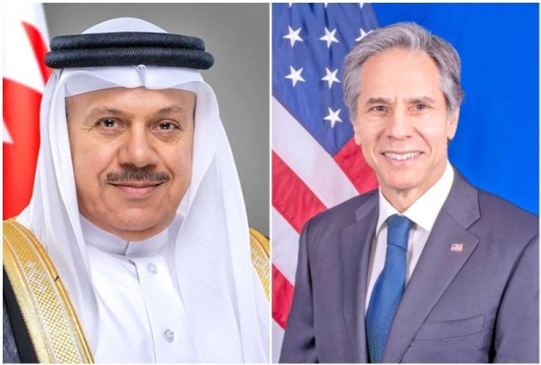 US Secretary of State Antony Blinken, right, is seen with Bahraini Foreign Minister Dr. Abdullatif Bin Rashid Al-Zayani in this file combination picture. — Courtesy photo