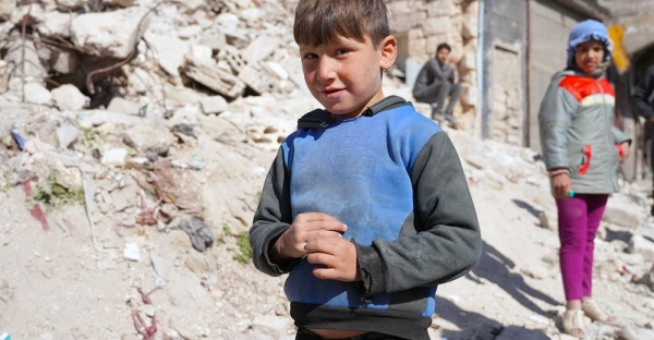 Children wait for food distribution during the COVID-19 crisis in Aleppo, Syria. — courtesy WFP/Jessica Lawson