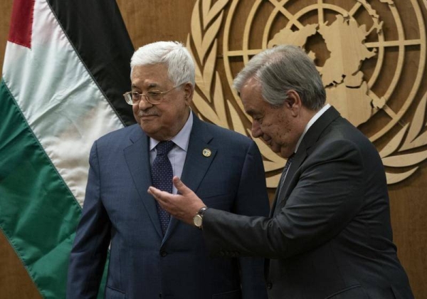 Palestinian President Mahmoud Abbas, left, and United Nations Secretary-General Antonio Guterres are seen in this file picture. — Courtesy photo