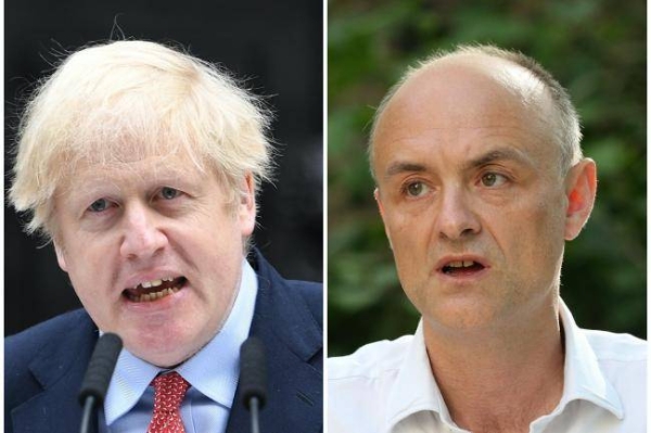British Prime Minister Boris Johnson, left, is seen with his former chief adviser Dominic Cummings in this file combination picture. — Courtesy photo