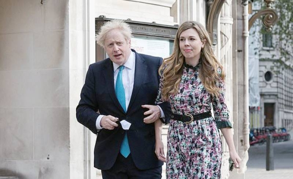 British Prime Minister Boris Johnson reportedly married partner Carrie Symonds in a secret ceremony on Saturday. — courtesy PA Twitter