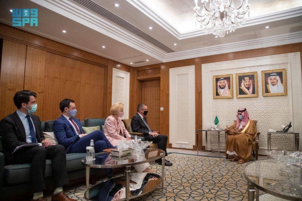  Saudi Arabia's Foreign Minister Prince Faisal Bin Farhan met on Wednesday US Special Envoy for the Horn of Africa Jeffrey Feltman in his office at the ministry's headquarters in Riyadh. 