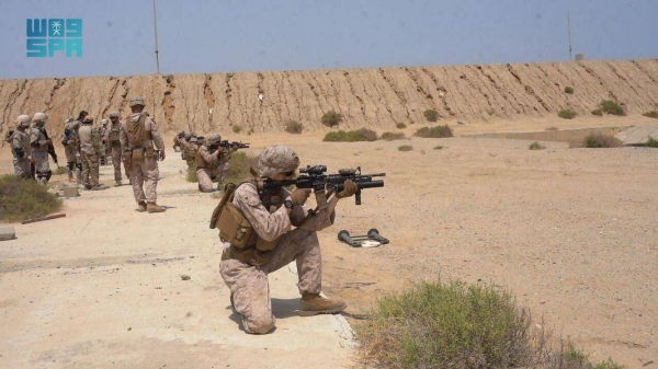  The Royal Saudi Naval Forces (RSNF) and the US Marines have concluded a mixed military exercise (exchange of shooting experts) at King Faisal Naval Base in Jeddah, the Saudi Press Agency (SPA) reported on Wednesday.
