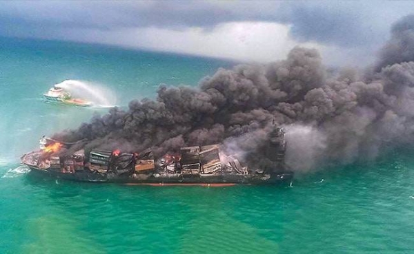  The captain of a container ship that caught fire and partially sunk off the coast of Sri Lanka, causing one of the country's worst environmental disasters, was arrested on Monday before being granted bail, local police said. — Courtesy file photo