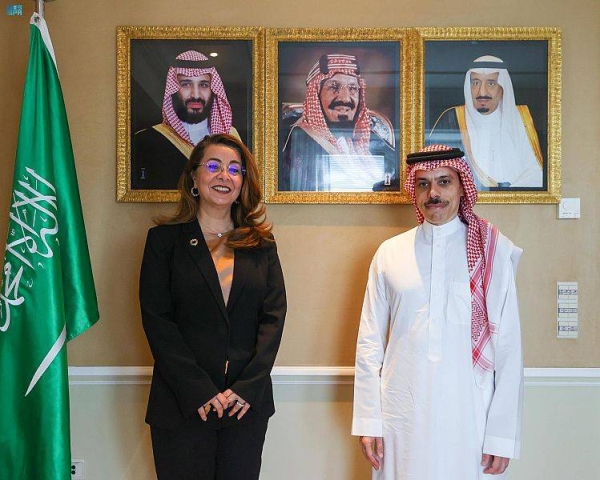 Foreign Minister Prince Faisal Bin Farhan met here on Monday with the executive director of the UN Office on Drugs and Crime (UNODC), Ghada Waly. 