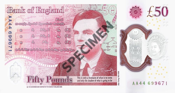 The Bank of England (BoE) announced on Wednesday that it had issued a new banknote of 50 pound sterling, manufactured out of Polymer. Above, a specimen of the £50 front