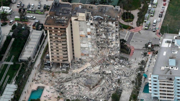 A massive search and rescue effort is underway after part of a 12-story residential building collapsed early Thursday in the South Florida town of Surfside, leaving dozens unaccounted for. — Courtesy photo