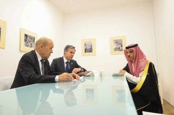 Foreign Minister Prince Faisal Bin Farhan met here US Secretary of State Antony Blinken on the sidelines of the meeting of the foreign and development ministers of the G20 in the southern Italian city of Matera.