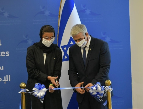  Israeli Alternate Prime Minister and Foreign Minister Yair Lapid opened his country's embassy in Abu Dhabi on Tuesday during a historic trip to the United Arab Emirates following the normalization of ties between the two countries last year. — Courtesy photos