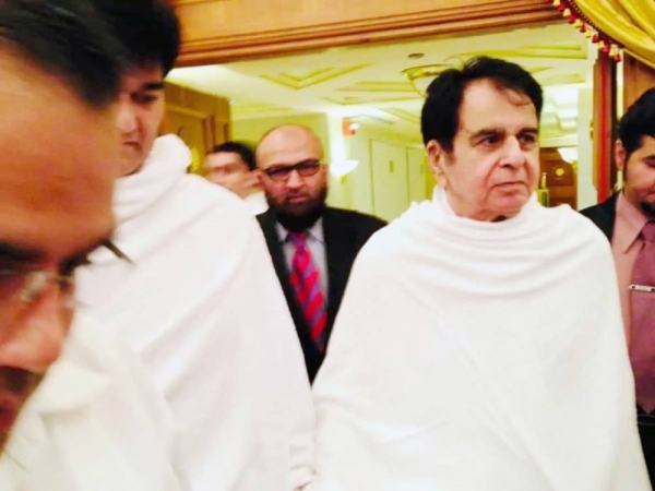 FIle photo shows the legendary actor Dilip Kumar on his way to perform Umrah in 2013.