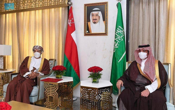 Saudi Arabia's Interior Minister Prince Abdulaziz Bin Saud Bin Naif met here on Monday with his Omani counterpart Hamoud Bin Faisal Al-Busaidi.