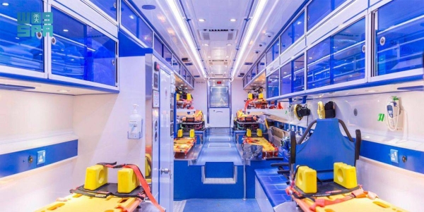 The mobile field hospital is equipped with a total of 11 beds, out of which two are for intensive care, four for inpatient care, and five for medical care.