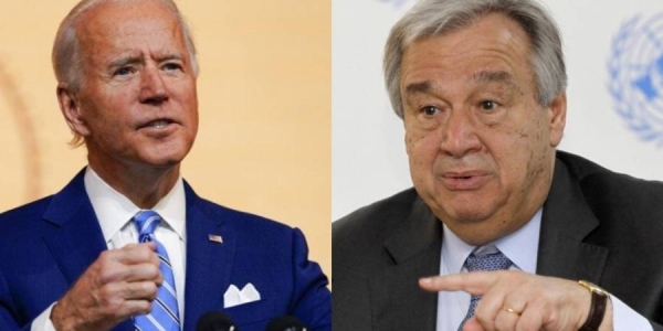 US President Joe Biden, left, United Nations Secretary-General António Guterres are seen in this file combination picture. — Courtesy photo