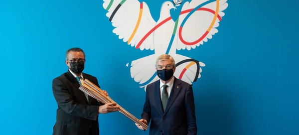 IOC President Thomas Bach meets Director-General of the World Health Organization Tedros Adhanom Ghebreyesus. — Courtesy photo
