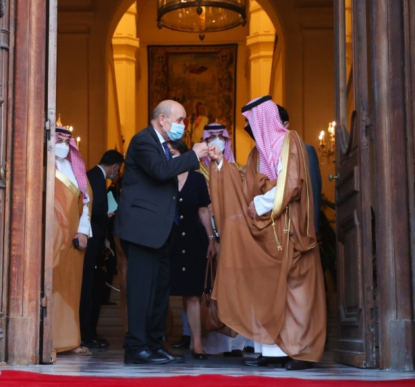 Saudi Arabia’s Foreign Minister Prince Faisal Bin Farhan met here on Wednesday with his French counterpart Jean-Yves Le Drian.