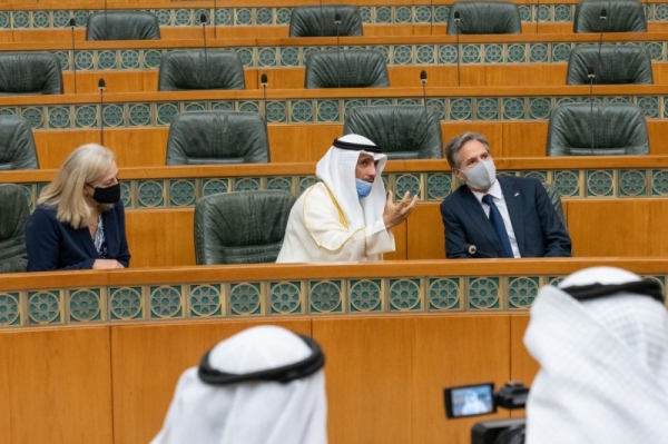 Kuwait’s Emir Sheikh Nawaf Al-Ahmad Al-Jaber Al-Sabah met here on Thursday with visiting US Secretary of State Antony Blinken and the delegation accompanying him. — KUNA photo