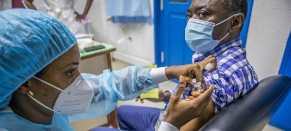 A UN staff member in Benin receives the COVID-19 vaccine in the capital Cotonou. — Courtesy file photo
