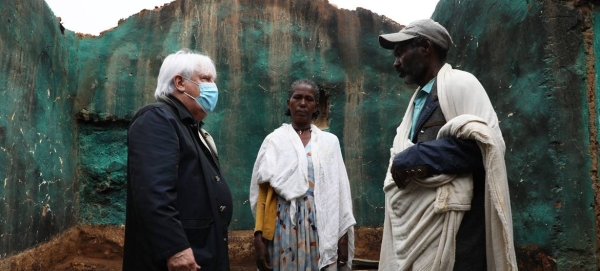 The UN humanitarian chief, Martin Griffiths, left, meets a couple whose house was destroyed in Hawzen, Tigray, Ethiopia. — Courtesy file photos