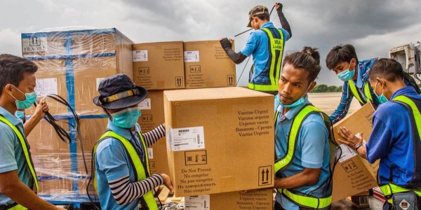 COVID-19 test kits arrive at Yangon airport in Myanmar in June 2020. —courtesy UNICEF/Nyan Zay Htet