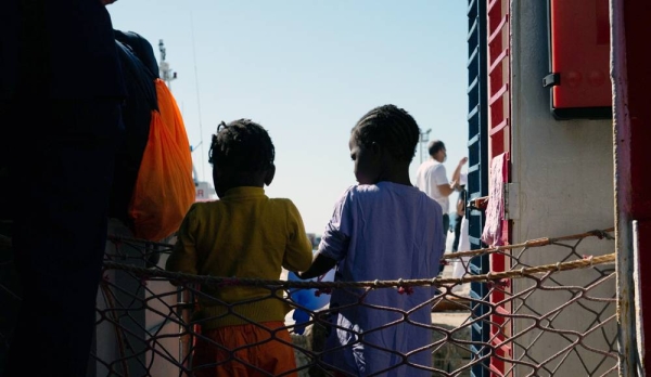 In this photo taken on Aug. 2, 2021 a boat overcrowded with migrants is waiting to be rescued by Sea Watch 3 in the Mediterranean Sea. — courtesy Sea-Watch