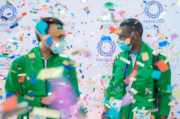 Minister of Sports Prince Abdulaziz Bin Turki Al-Faisal, who is also the president of the Saudi Arabian Olympic Committee, accompanied Hamdi upon his arrival. (@SaudiOlympic)