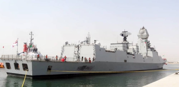 INS Kochi, the flagship destroyer of Indian Western Naval Fleet, arrived at Port Al-Jubail on Monday.