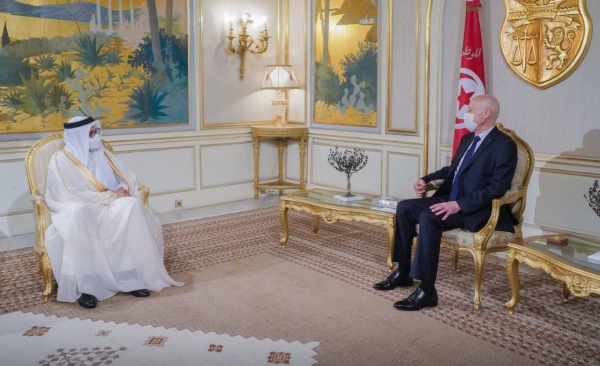 Tunisian President Kais Saied met here on Monday with Bahrain’s Foreign Minister Kais Saied Abdullatif Al-Zayani. — BNA photos