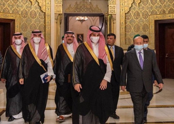 Yemen’s President Abd Rabbu Mansour Hadi met on Tuesday with Saudi Arabia’s Deputy Defense Minister Prince Khalid Bin Salman.