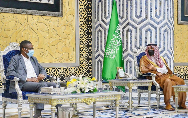 Mauritania Prime Minister Mohamed Ould Bilal Massoud holds talks with Prince Saud Bin Abdullah Bin Jalawi, advisor to the governor of Makkah Region and acting governor of Jeddah.