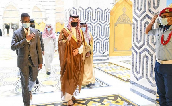 Mauritania Prime Minister Mohamed Ould Bilal Massoud holds talks with Prince Saud Bin Abdullah Bin Jalawi, advisor to the governor of Makkah Region and acting governor of Jeddah.