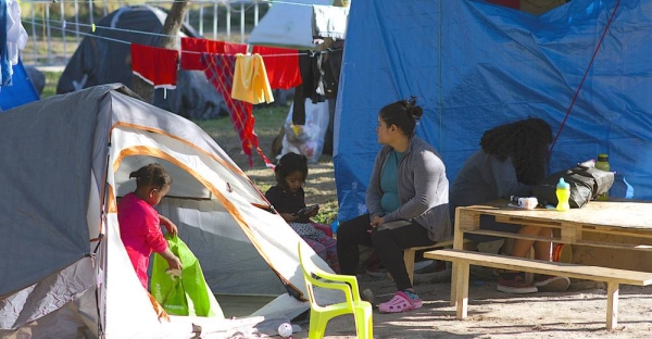 Asylum seekers, including children, at the Matamoros camp awaiting their US immigration hearings in Mexico. — courtesy UNICEF/César Amador