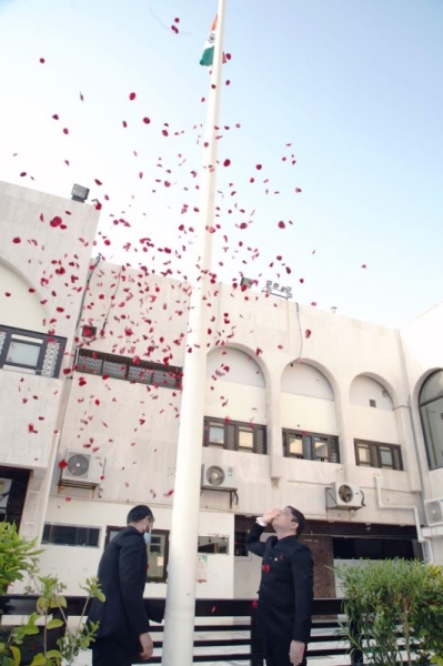 Ambassador Dr. Ausaf Sayeed hoisted the national flag in the Embassy in Riyadh.