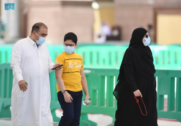 Fully vaccinated teenagers celebrate reentry to Prophet’s Mosque after a hiatus of 18 months