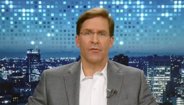 A videograb of former Defense Secretary Mark Esper during his interview with CNN's Christiane Amanpour.