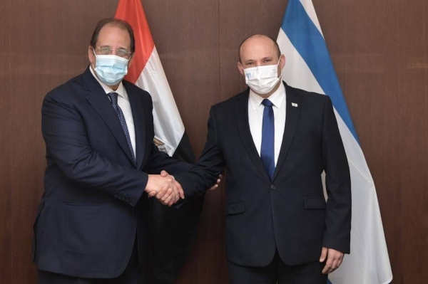 Israeli Prime Minister Naftali Bennett met with Egyptian Intelligence Minister Abbas Kamel. (@IsraeliPM)