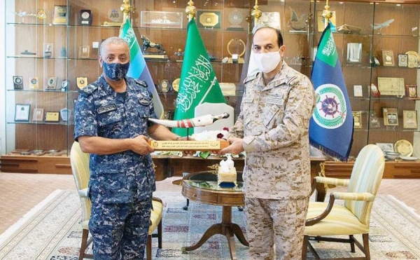 Commander of the Royal Saudi Naval Forces Vice Admiral Fahd Bin Abdullah Al-Ghafili received the Commander of Royal Bahraini Naval Force Rear Admiral Mohammed Yousef Al-Asam.