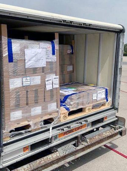 A relief cargo plane, dispatched by KSrelief, Thursday arrived in Tunis with 608,000 doses of AstraZeneca vaccine.