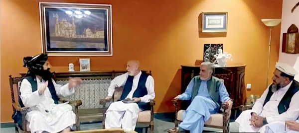 Former Afghan President Hamid Karzai and Abdullah Abdullah seen in talks recently with Talkban leaders.