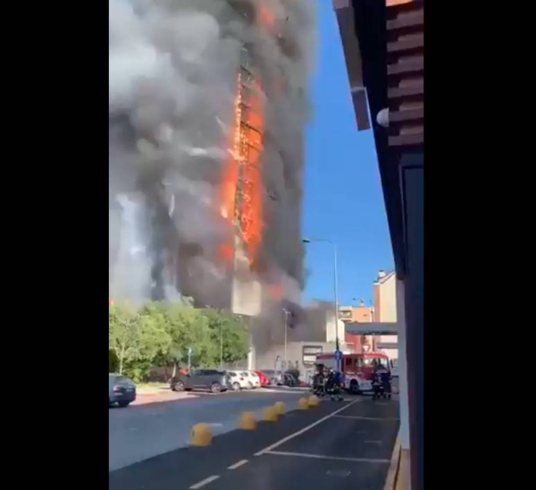 Fire breaks out at residential tower in Milan